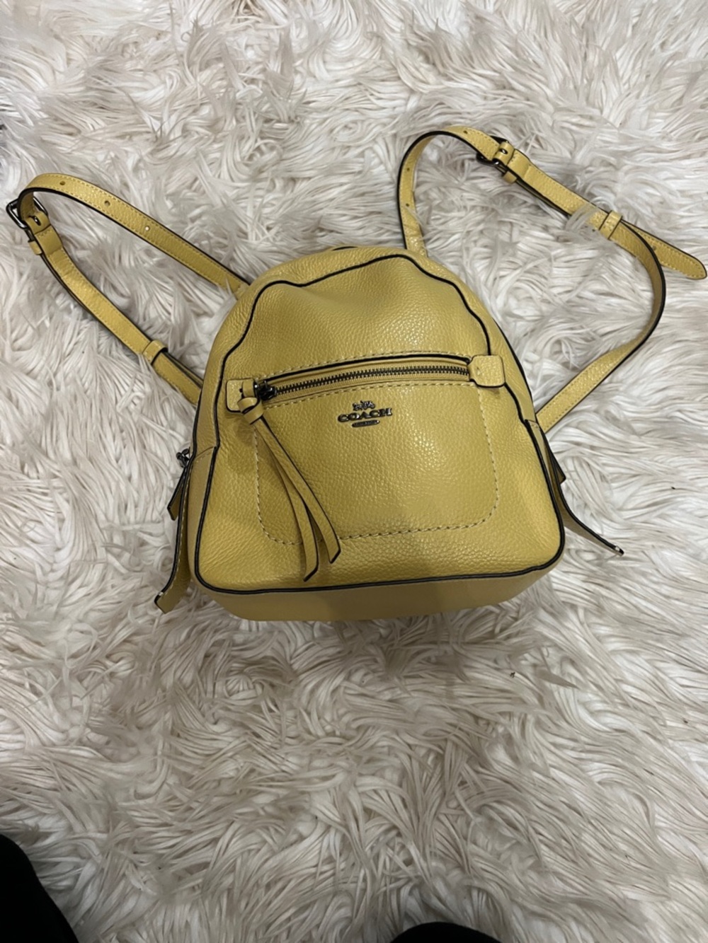 Coach Pebbled Leather Mini Backpack in Yellow